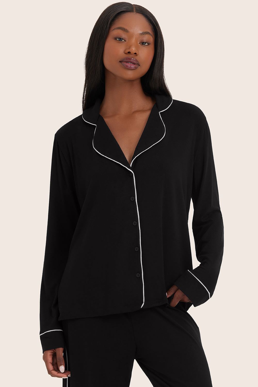 Sleep Jersey Comfort Contrast Button Down - Orca
