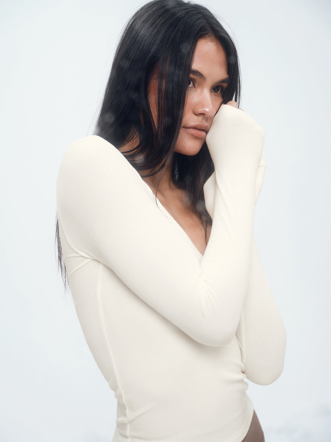 Alternative view of Ribbed Modal Body Henley - Dust