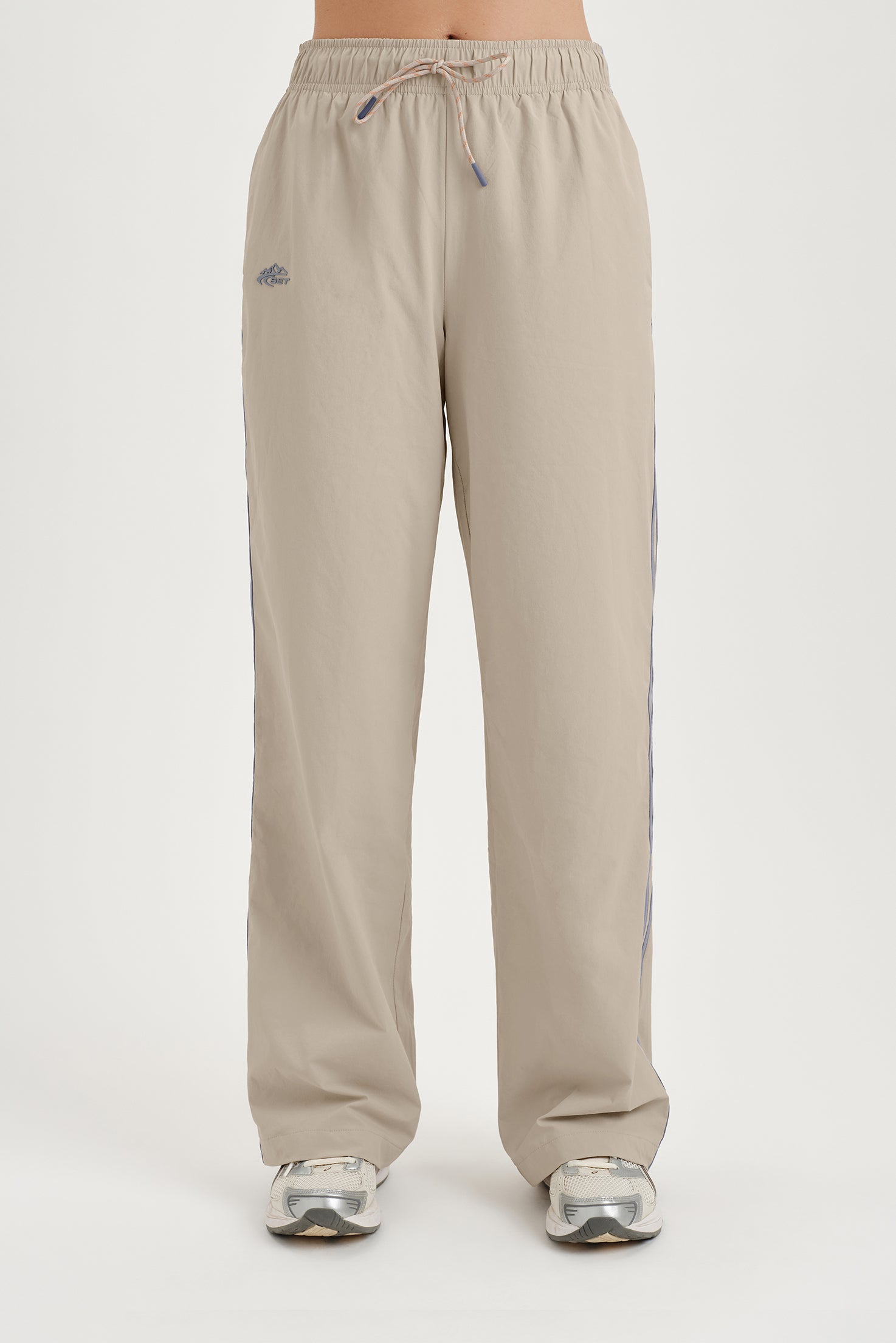 Nylon Track Drawstring Straight Leg Pants - Andes