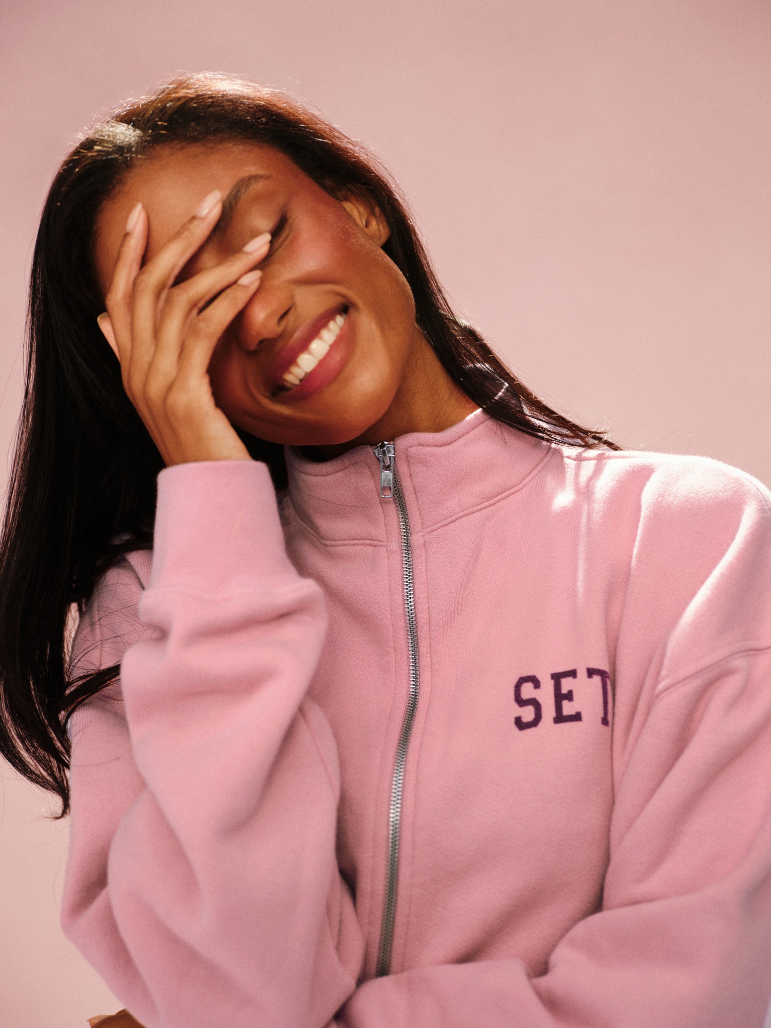 Alternative view of Midweight Sweats Staple Set Funnel Zip - Rosebud