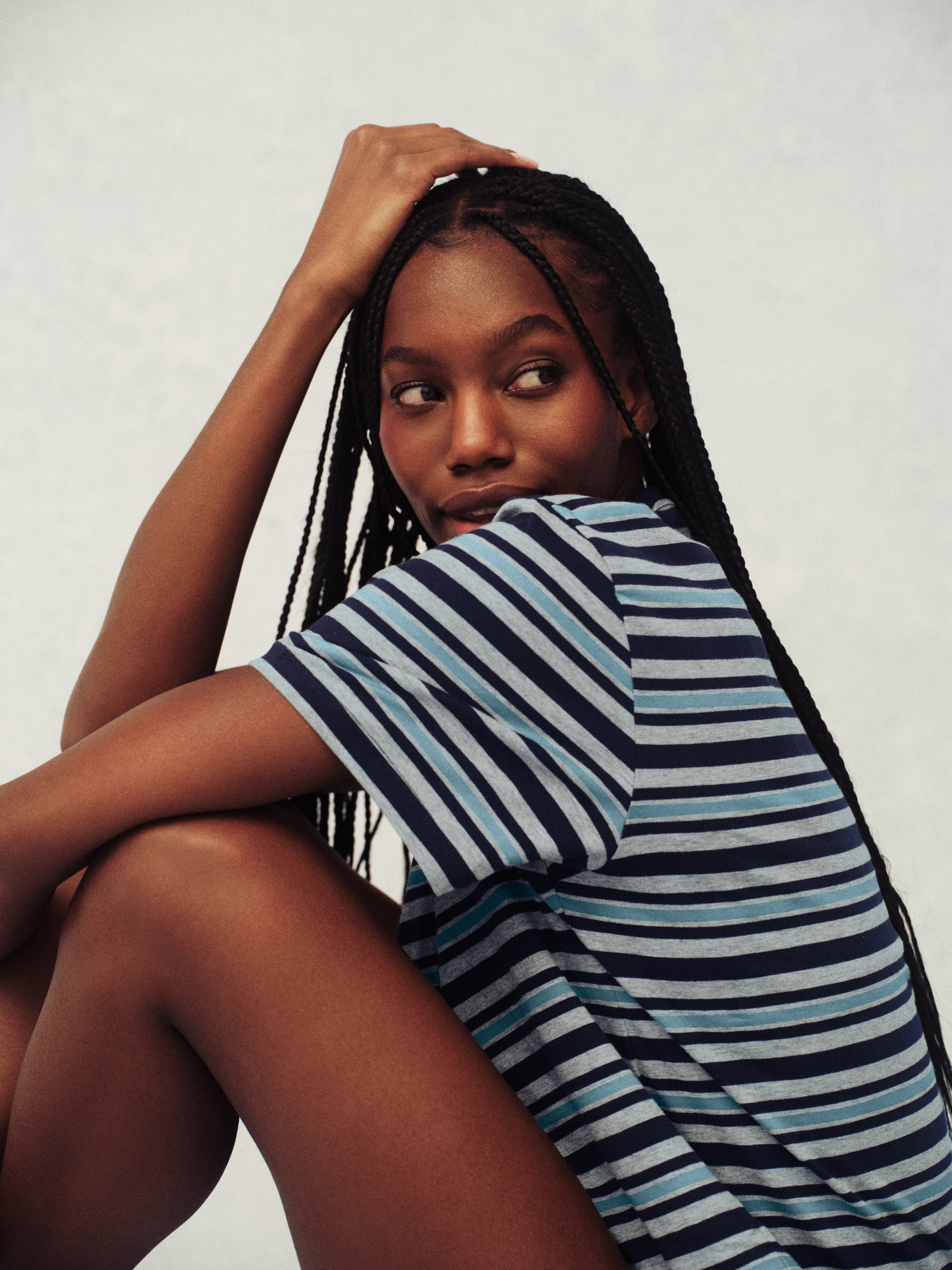 Classic Cotton Daily Stripe Boyfriend Tee - Washed