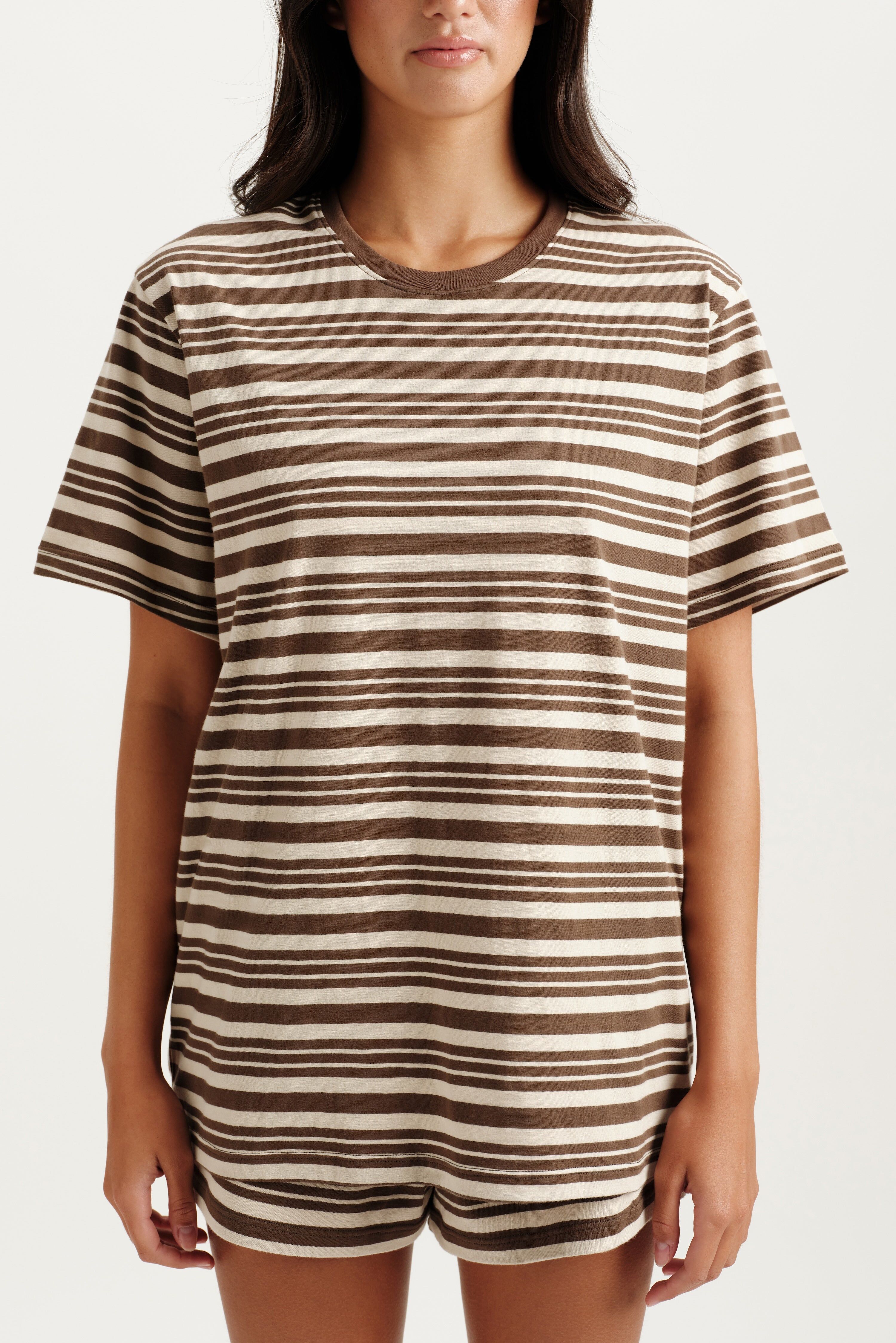 Classic Cotton Daily Stripe Boyfriend Tee - Grain - Image 5