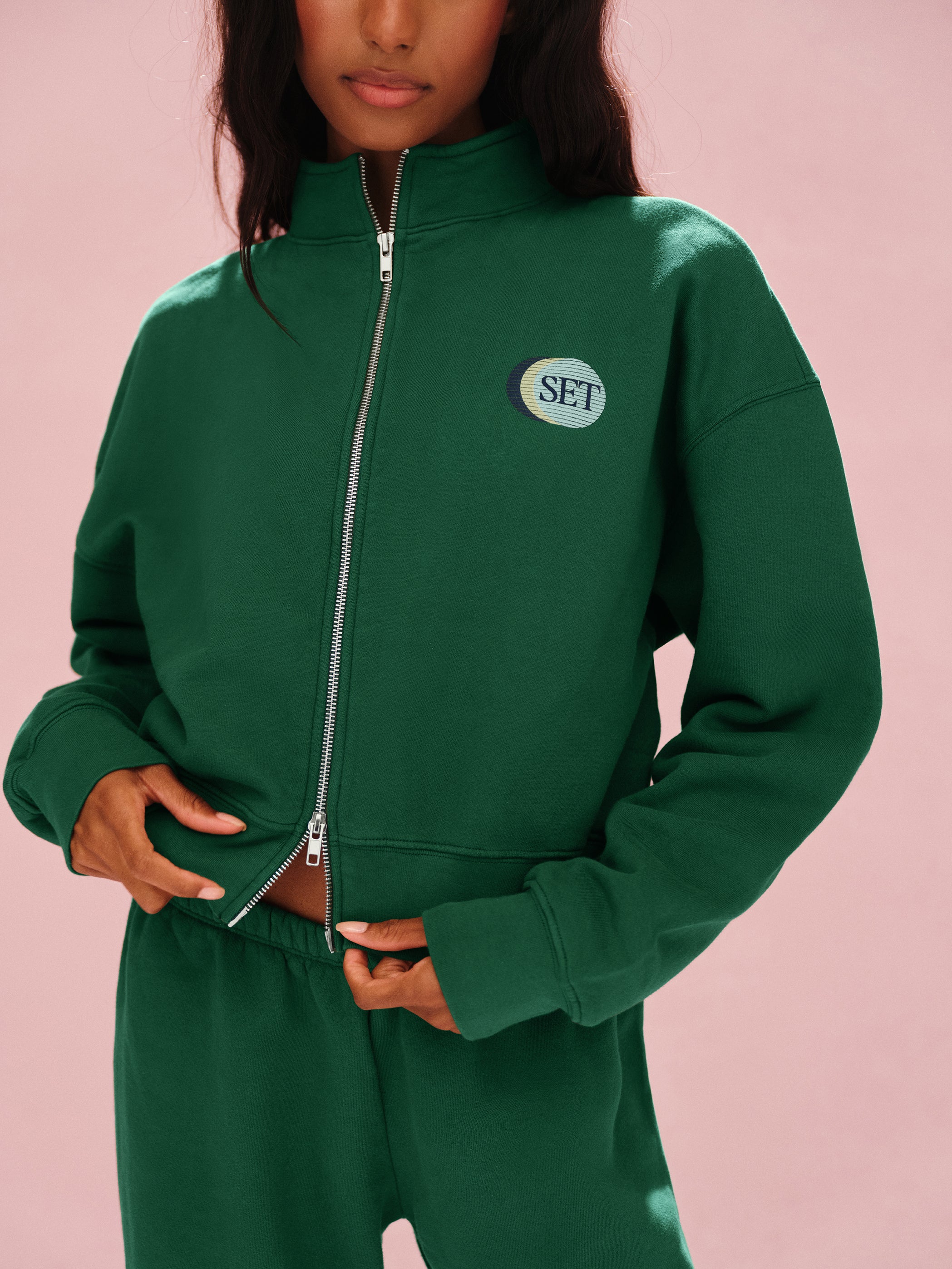 Midweight Sweats Staple Set Funnel Zip - Lawn
