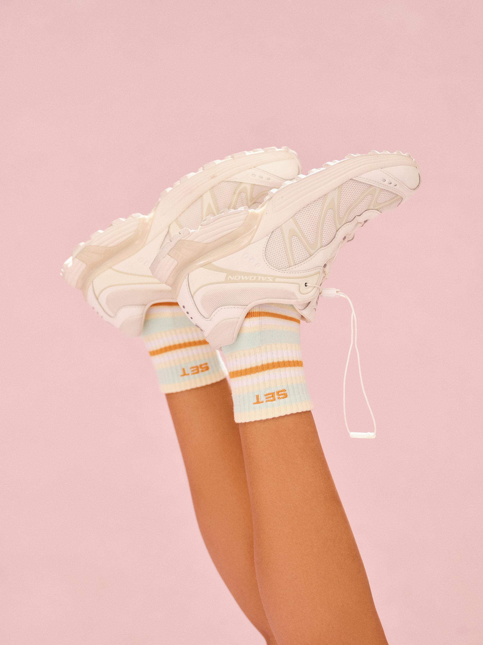 Alternative view of Set Stripe Shorty Socks - Melon