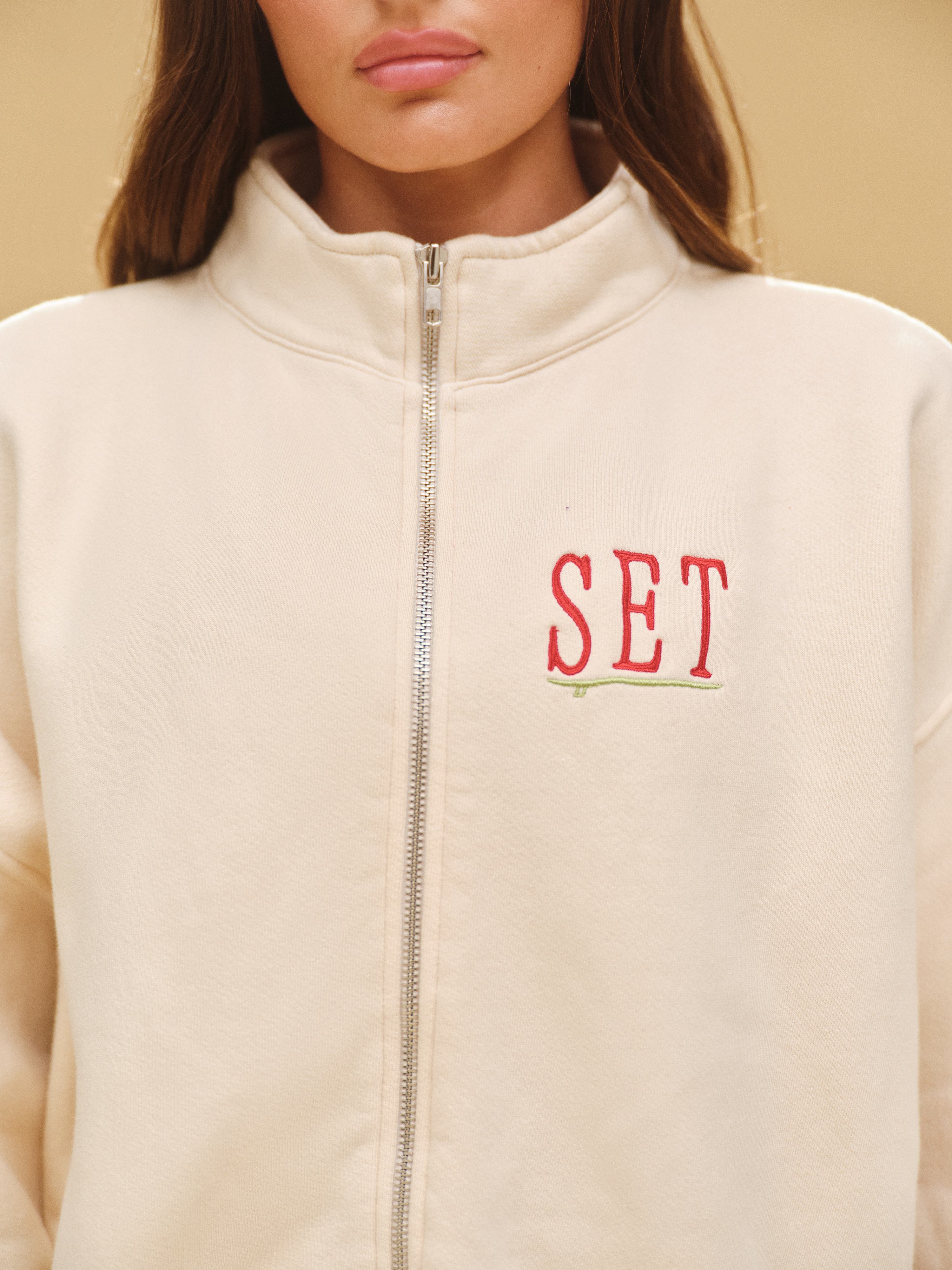 Alternative view of Midweight Sweats Staple Set Resort Funnel Zip - Hibiscus