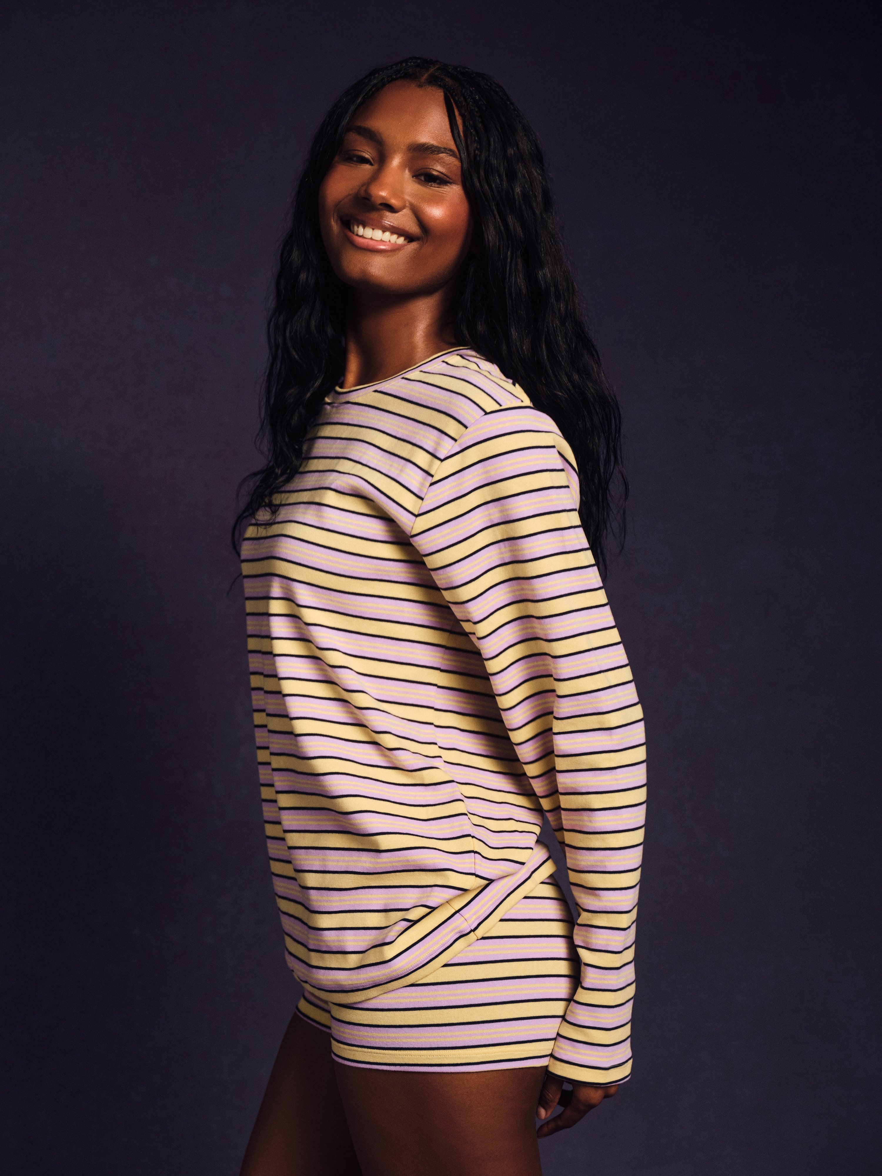 Stripe Jersey Stripe Oversized Long Sleeve - Streamer