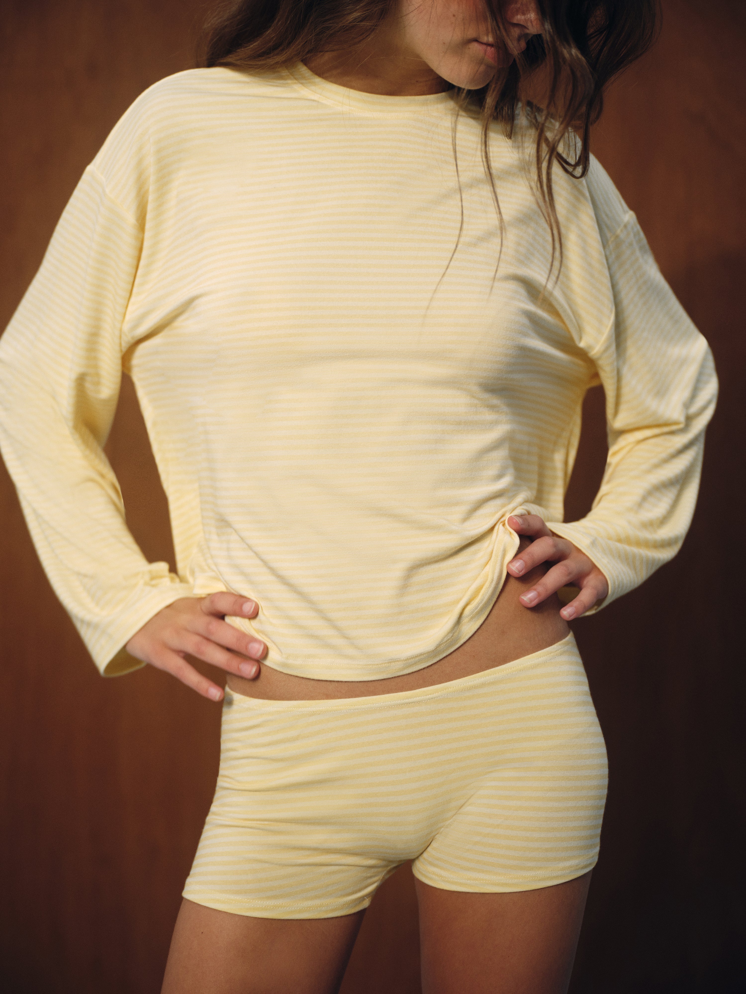 Sleep Jersey Comfort Stripe Sleep Shorts - Taffy