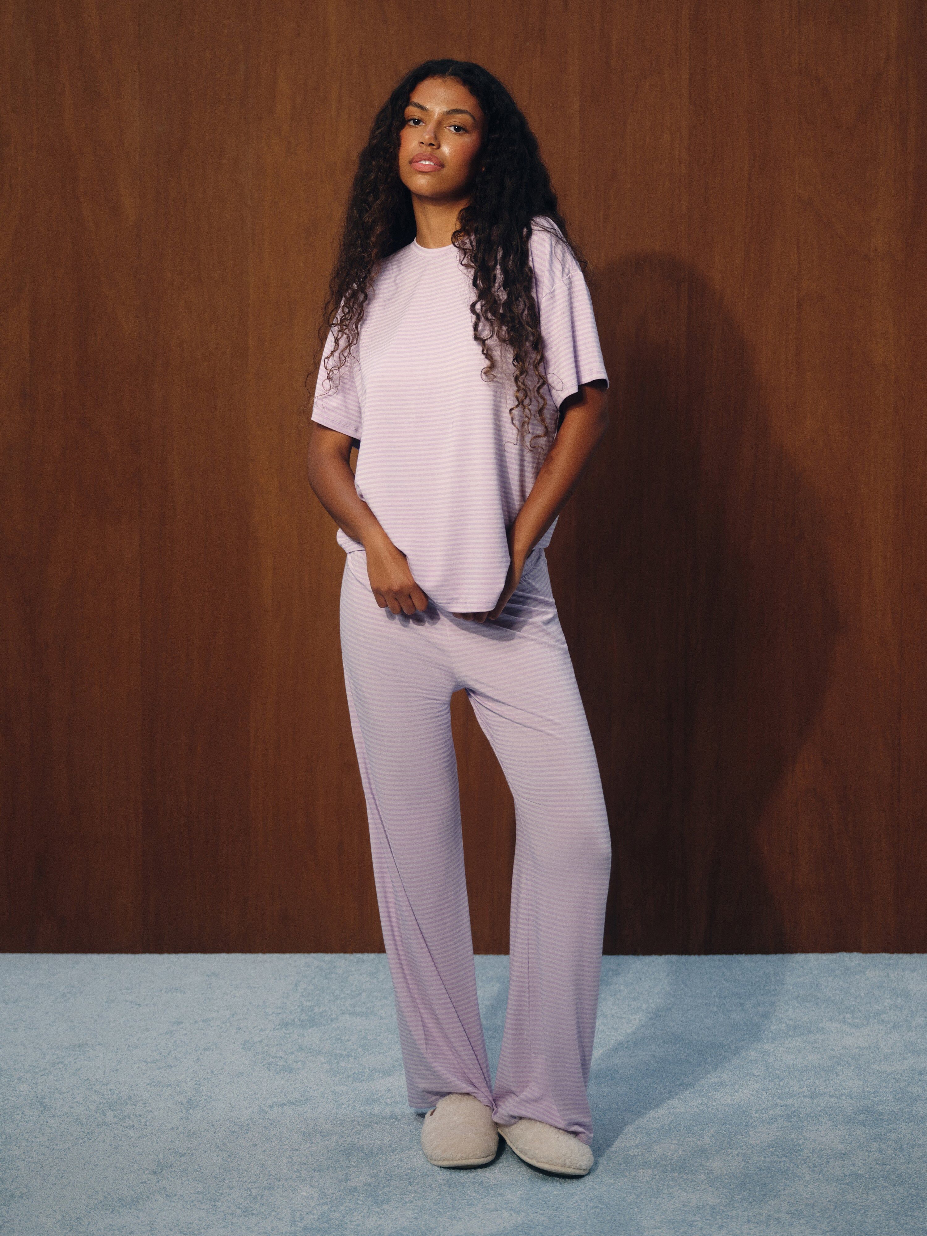 Sleep Jersey Comfort Stripe Boxy Tee - Buttercream - Image 4