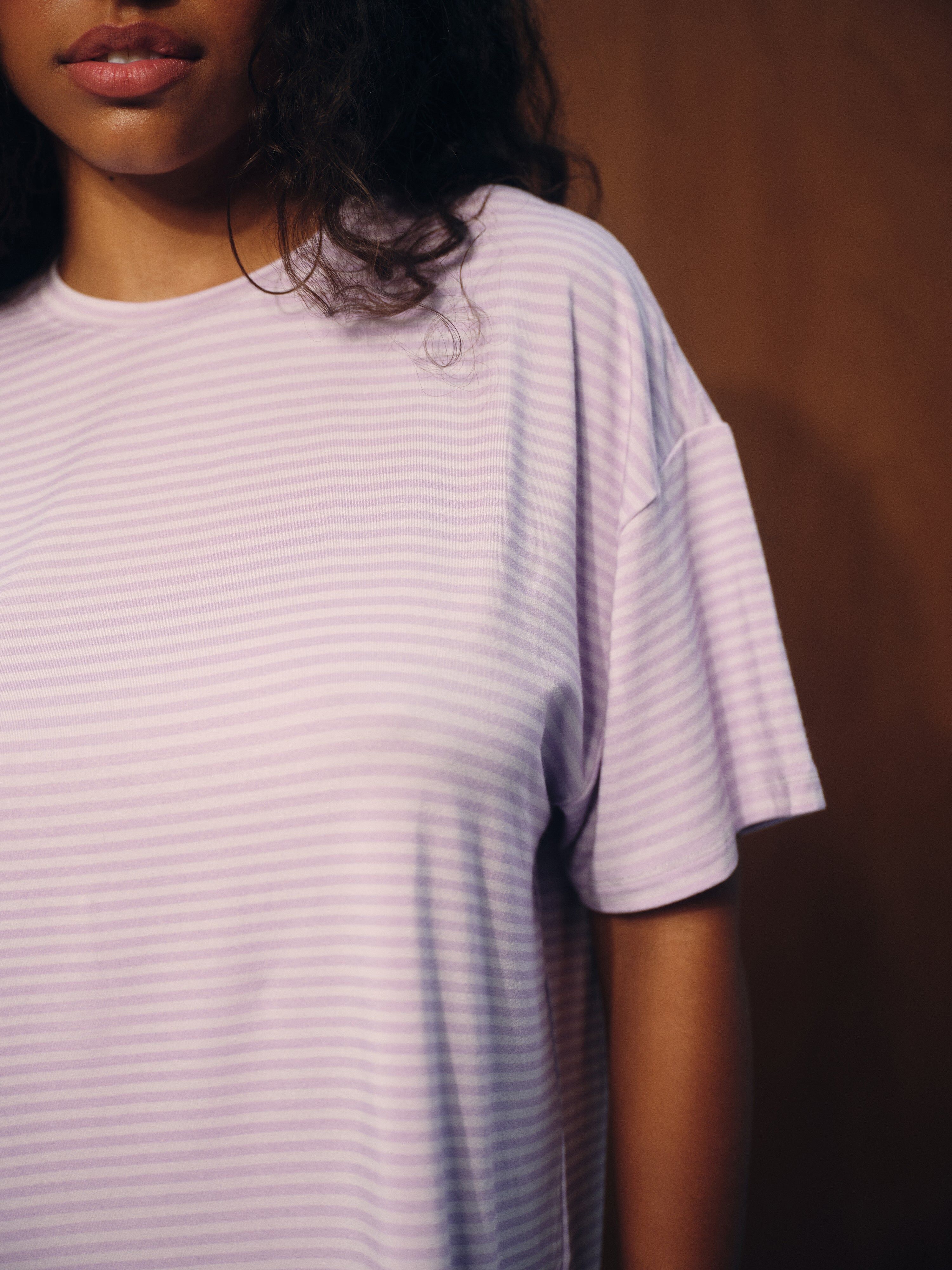 Sleep Jersey Comfort Stripe Boxy Tee - Buttercream - Image 5