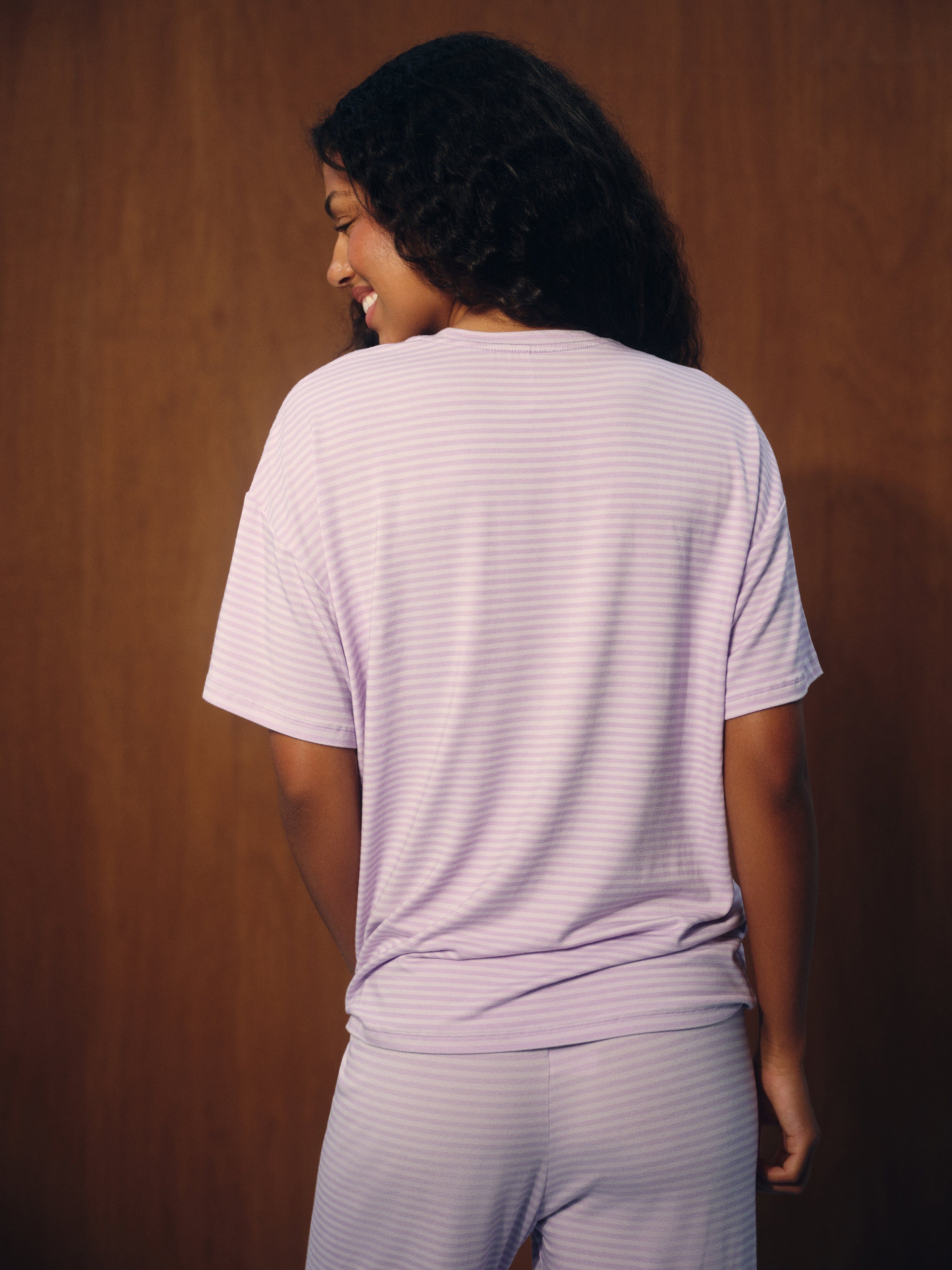 Sleep Jersey Comfort Stripe Boxy Tee - Buttercream - Image 3