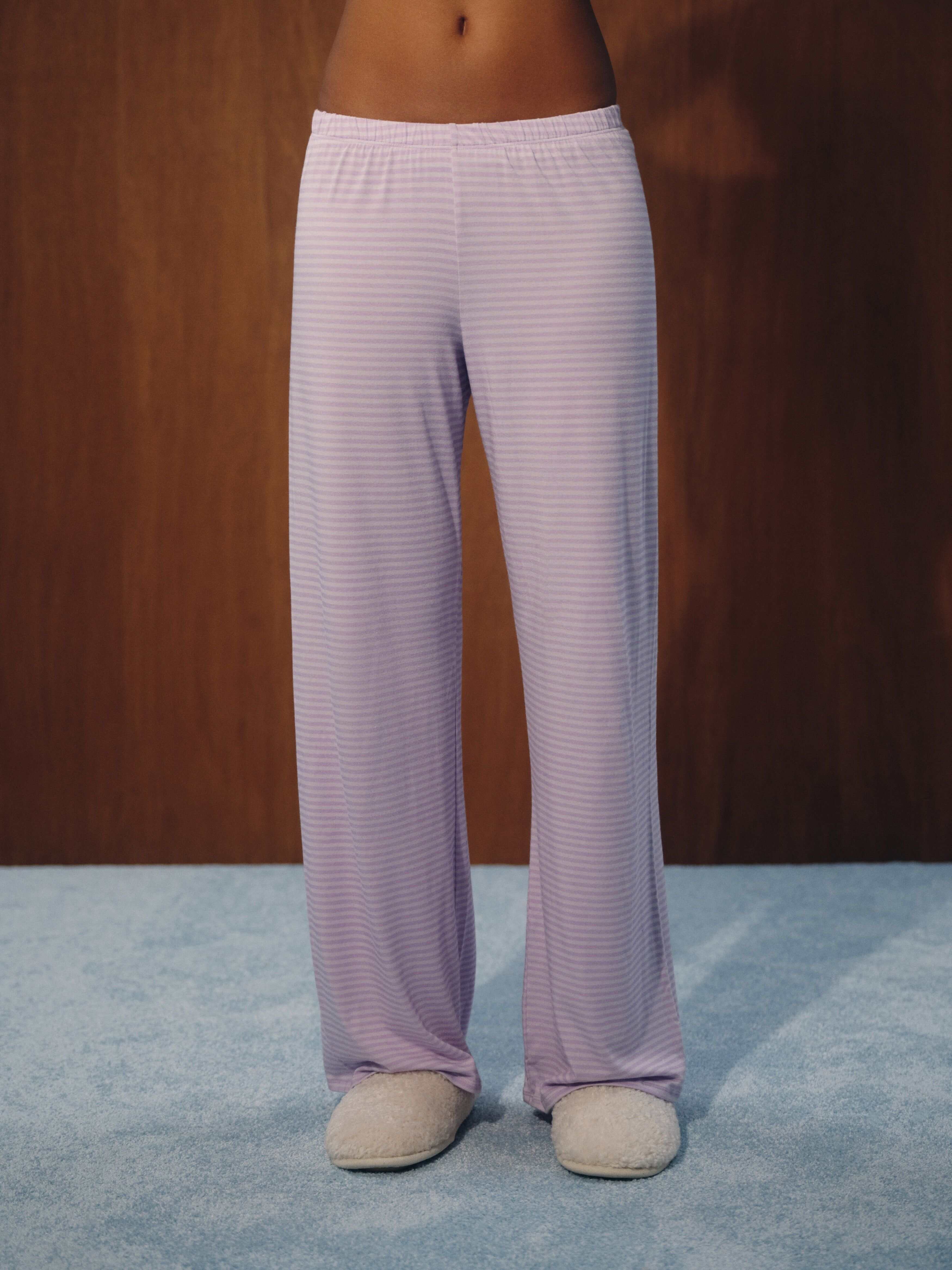 Sleep Jersey Comfort Stripe Sleep Pants - Buttercream - Image 3