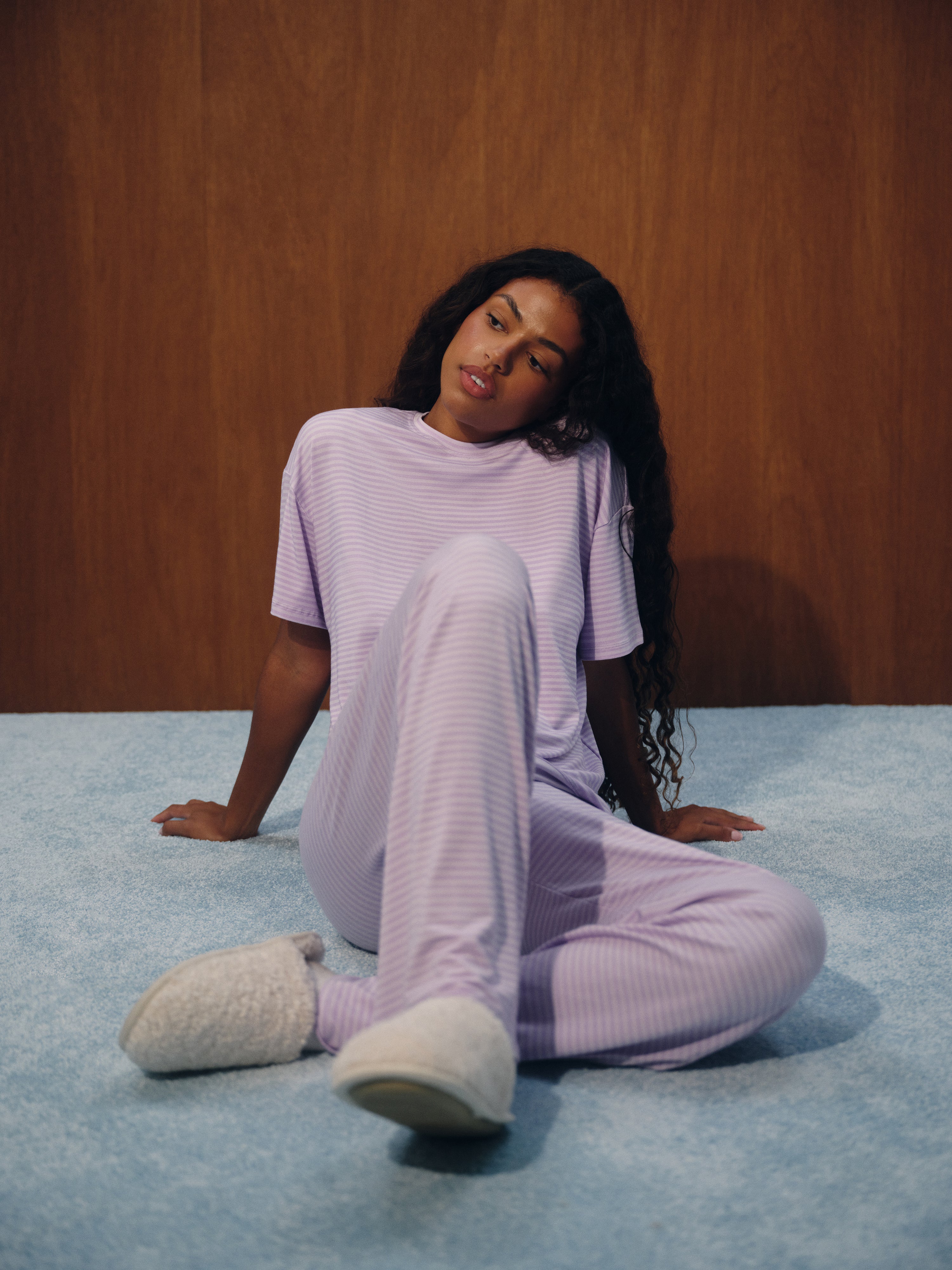 Alternative view of Sleep Jersey Comfort Stripe Boxy Tee - Buttercream