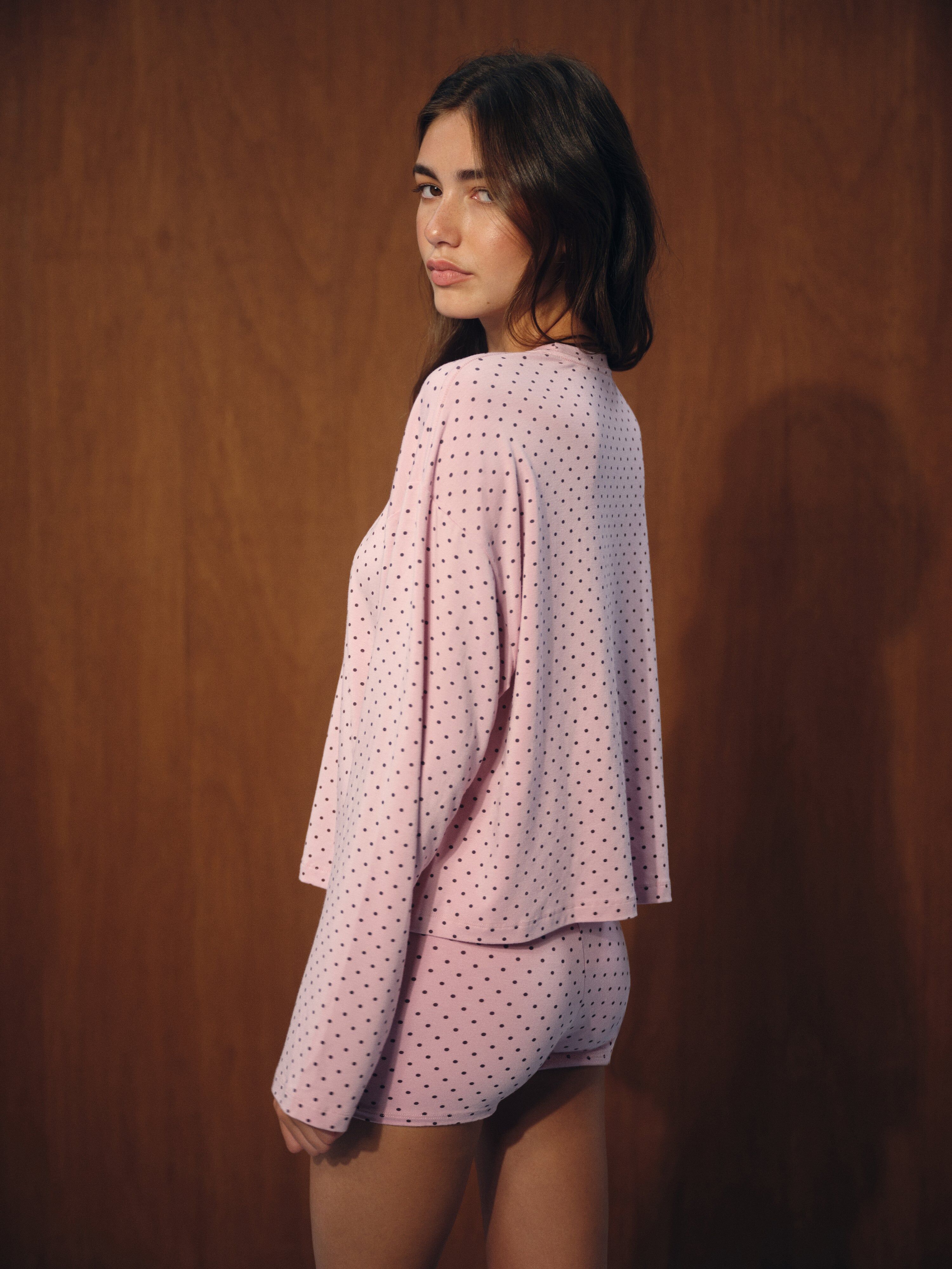Sleep Jersey Comfort Polka Dot Boxy Long Sleeve - Swirl - Image 4