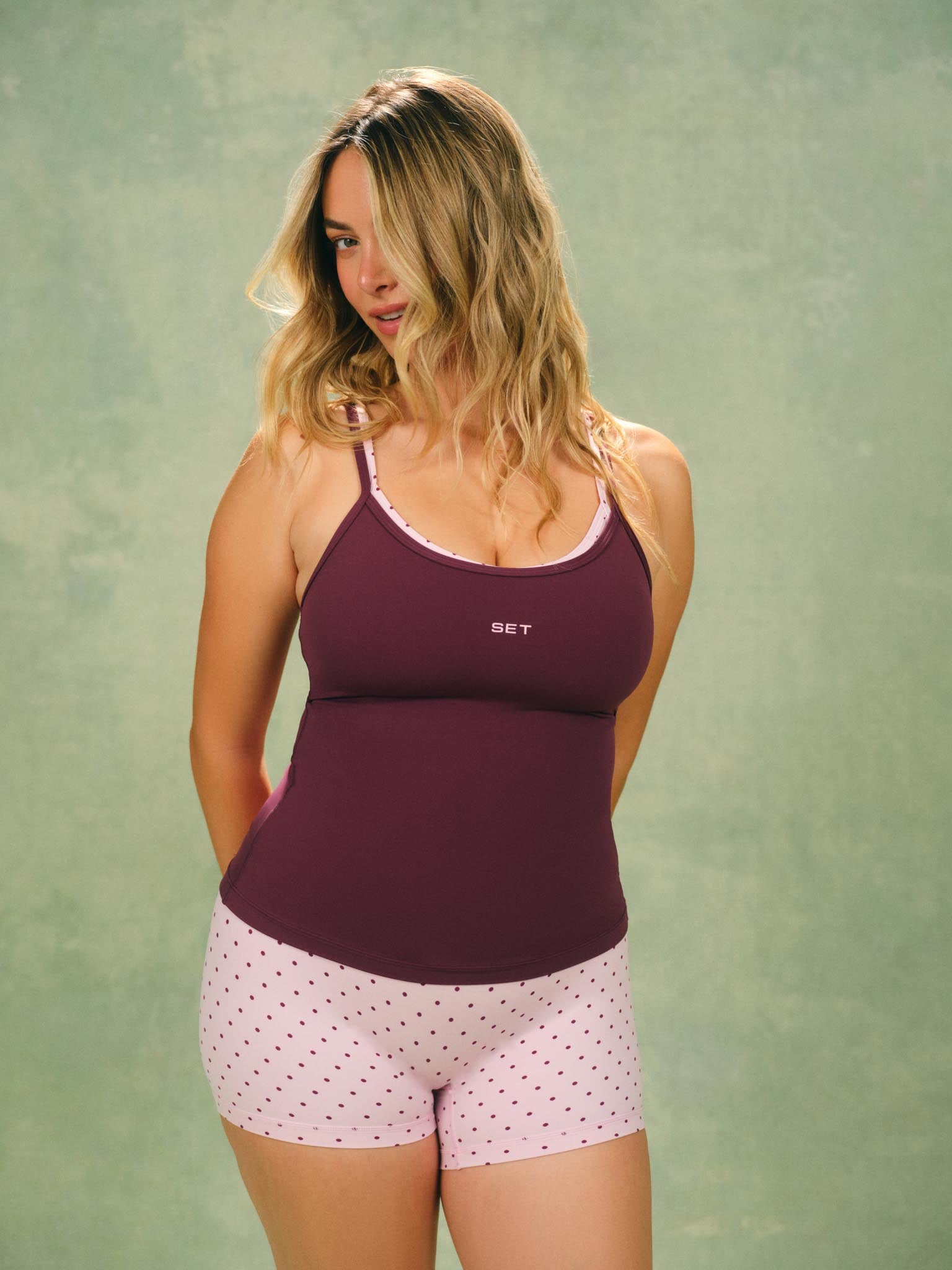 Aeraline Breathe Polka Dot Layered Move Tank - Speckle