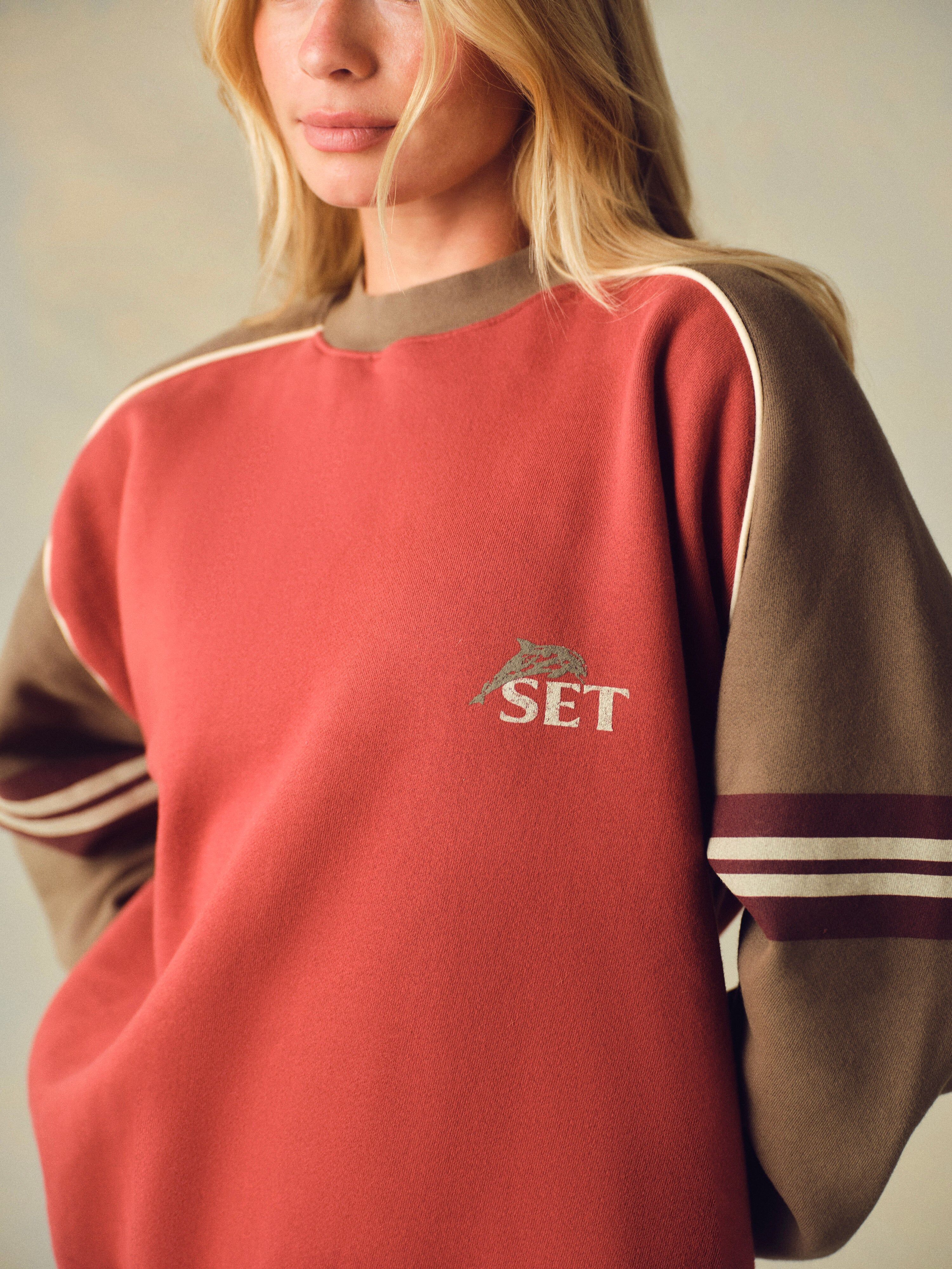 Alternative view of Midweight Sweats Staple Contrast Band Crewneck - Sweet Tea