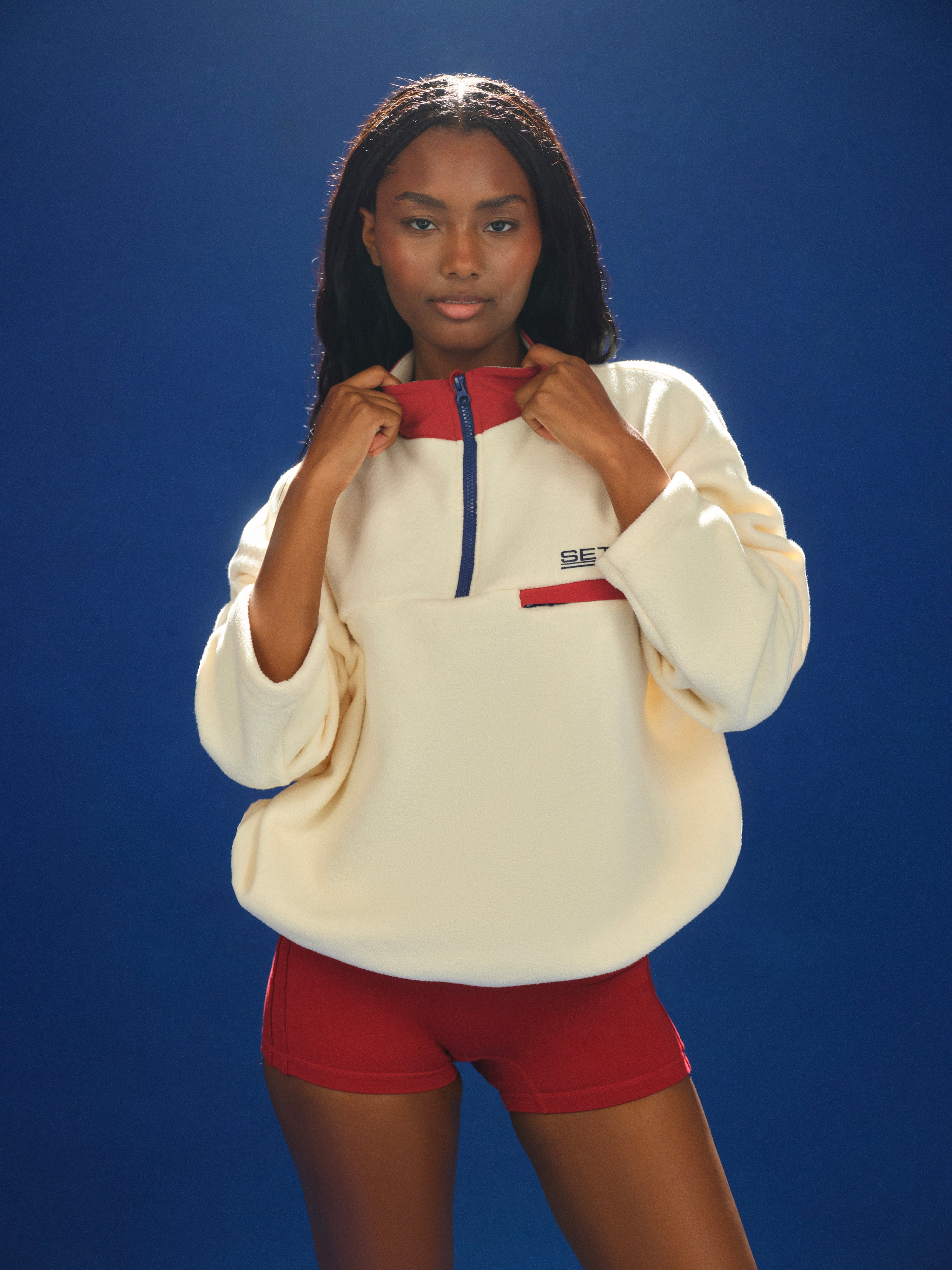 Microfleece/Nylon Duet Vintage Pullover - Chalk