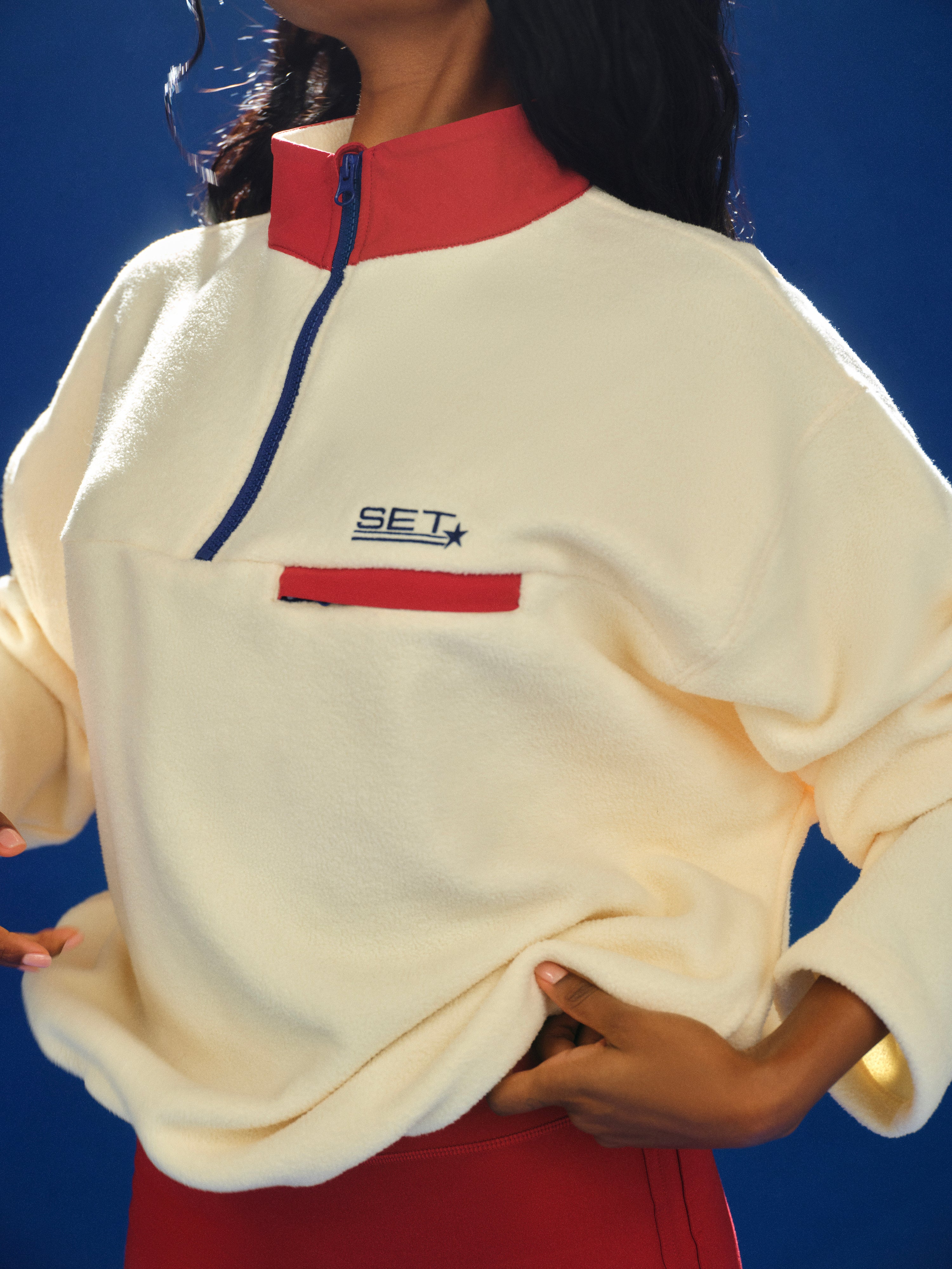 Alternative view of Microfleece/Nylon Duet Vintage Pullover - Chalk
