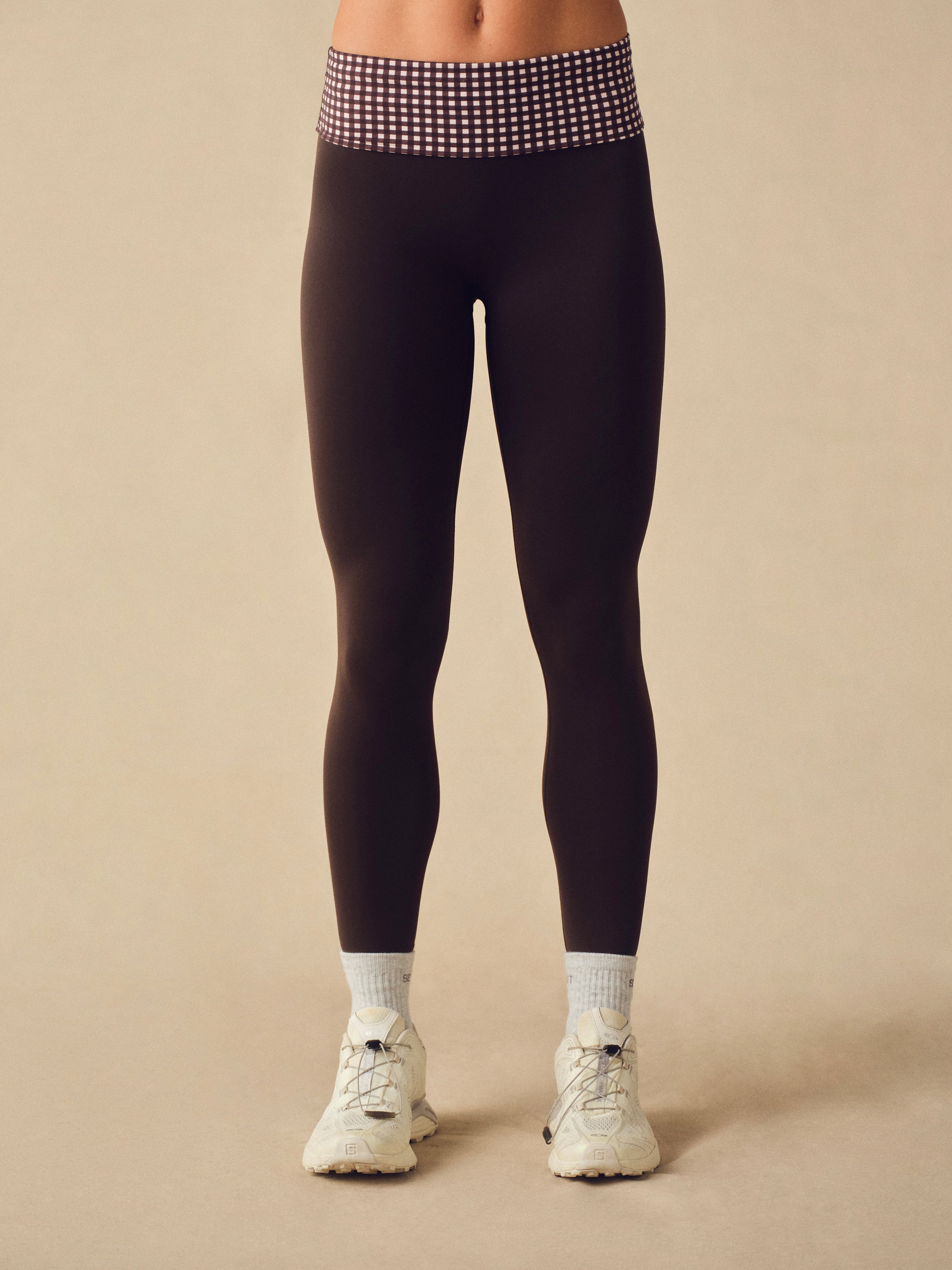 Alternative view of Aeraline Breathe Gingham Fold-Over Leggings - Driftwood