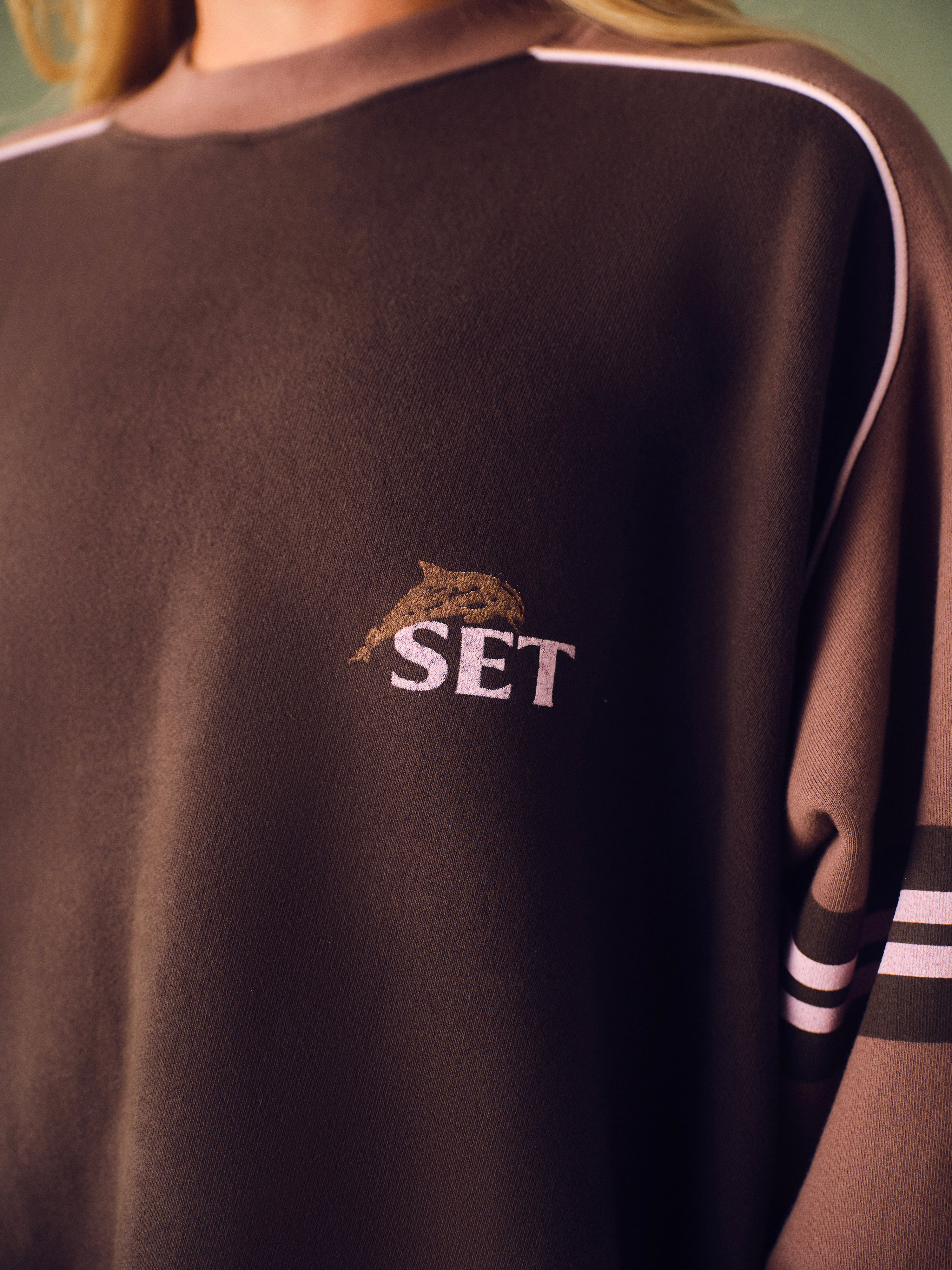 Alternative view of Midweight Sweats Staple Contrast Band Crewneck - Driftwood