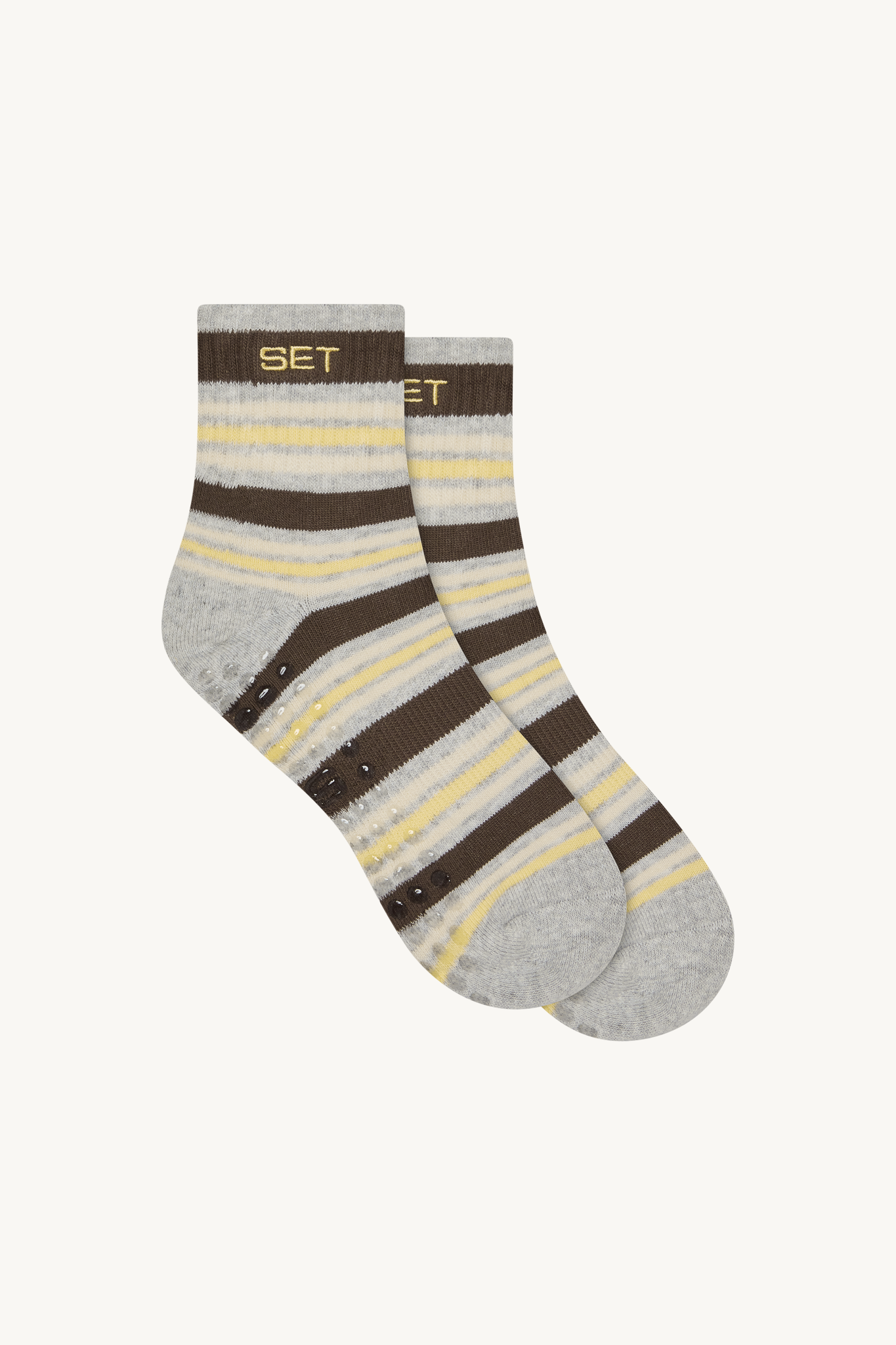 Set Stripe Shorty Grip Socks - Grain
