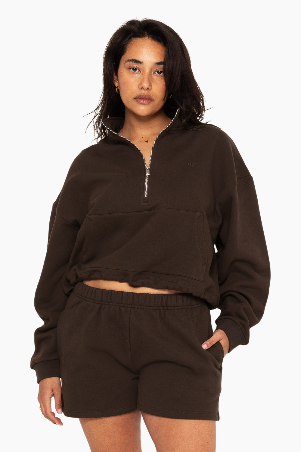 Heavyweight Sweats Half Zip - Espresso