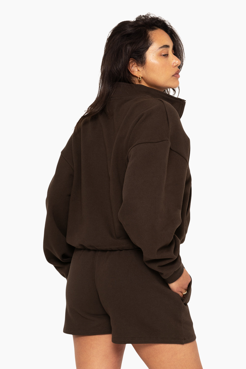 Heavyweight Sweats Half Zip - Espresso - Image 2