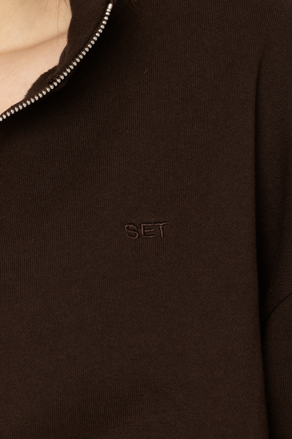 Heavyweight Sweats Half Zip - Espresso - Image 3