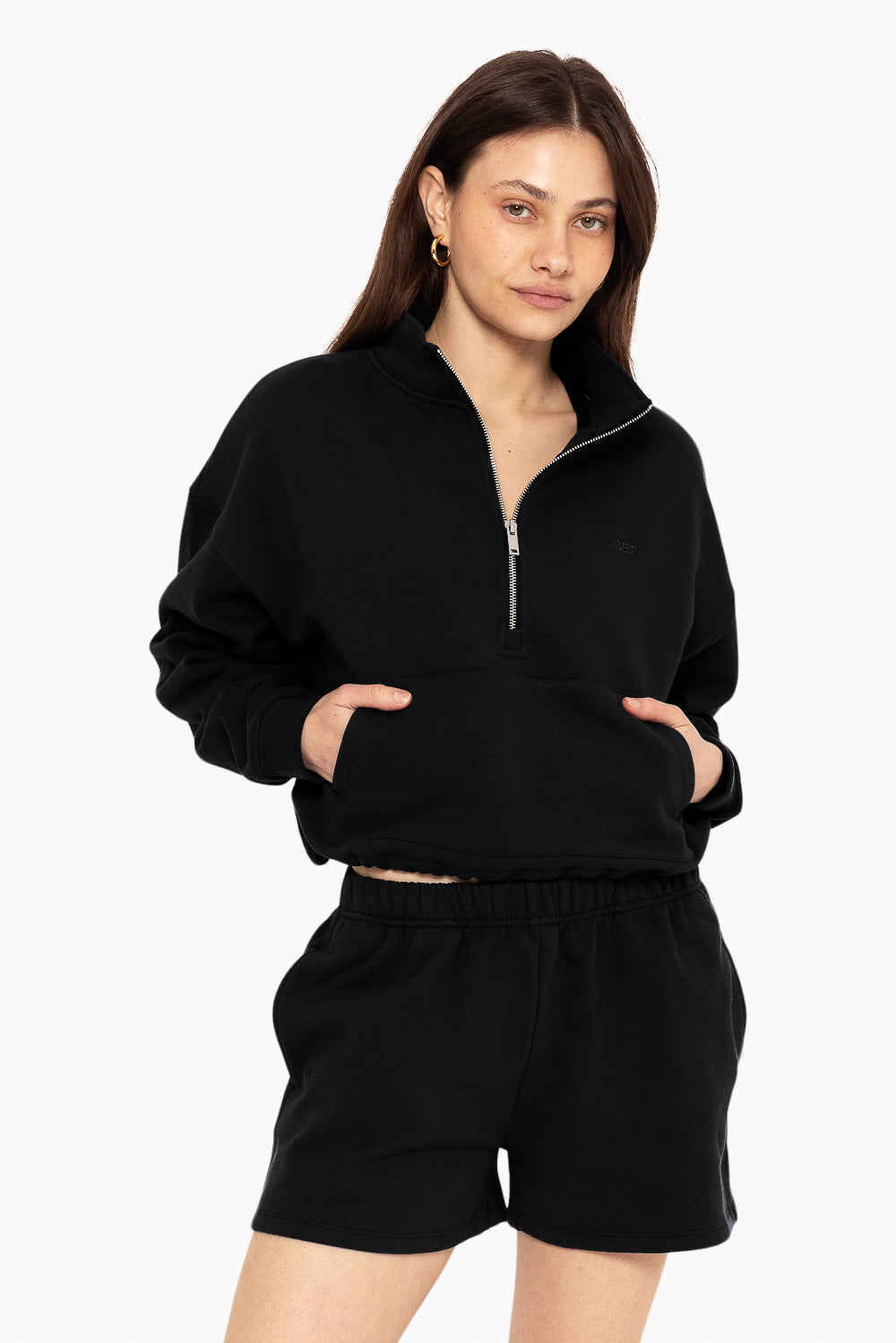 Heavyweight Sweats Half Zip - Onyx