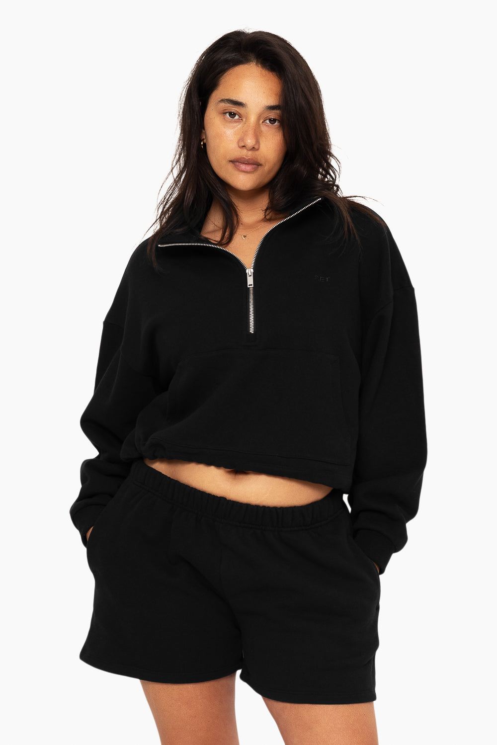 Heavyweight Sweats Half Zip - Onyx - Image 4