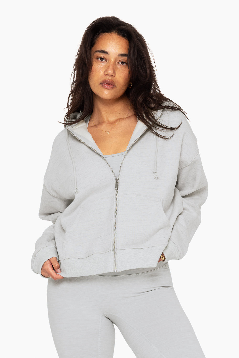 Heavyweight Sweats Zip Hoodie - Heather Grey - Image 4