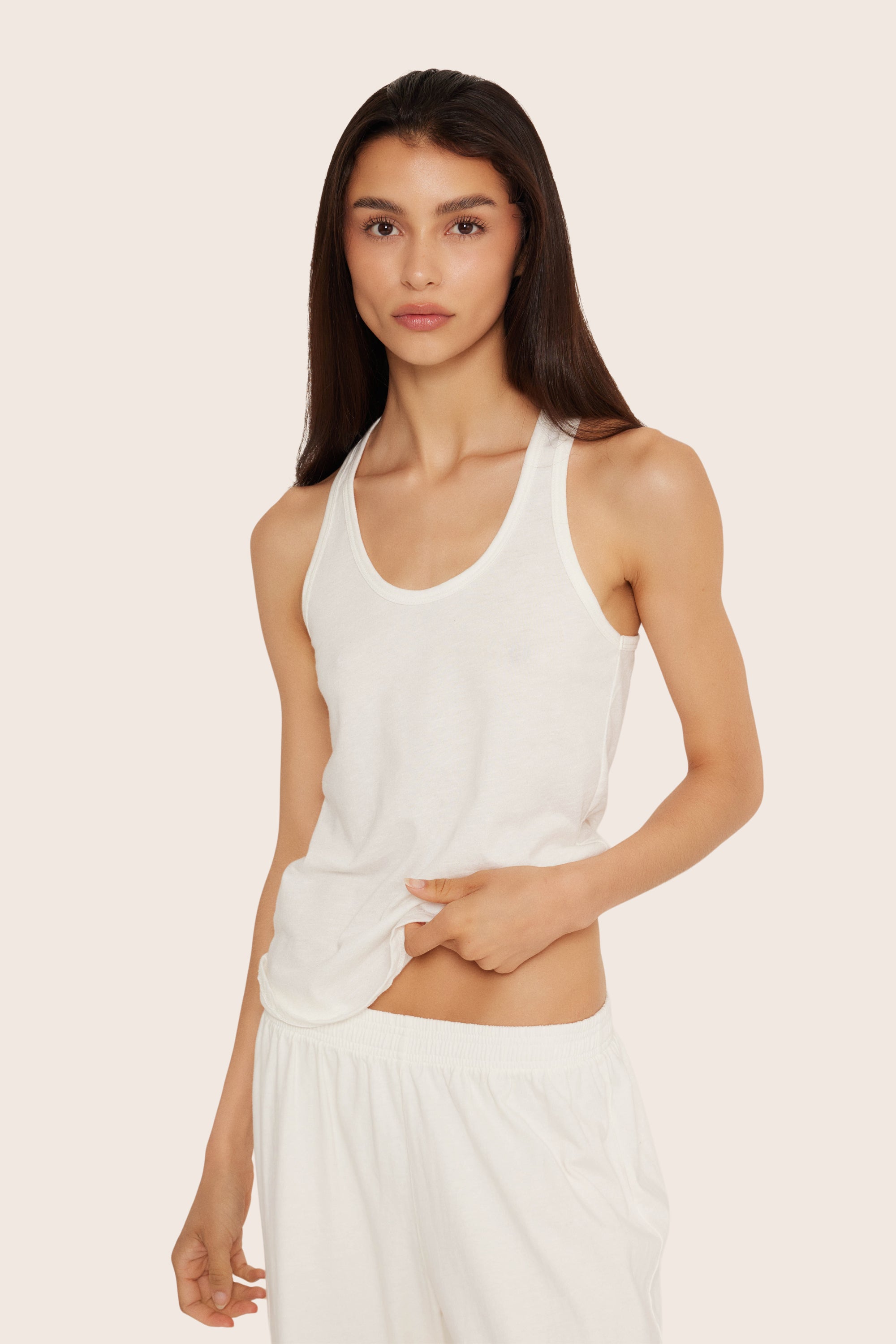 Classic Cotton Daily Racer Tank - Blanc