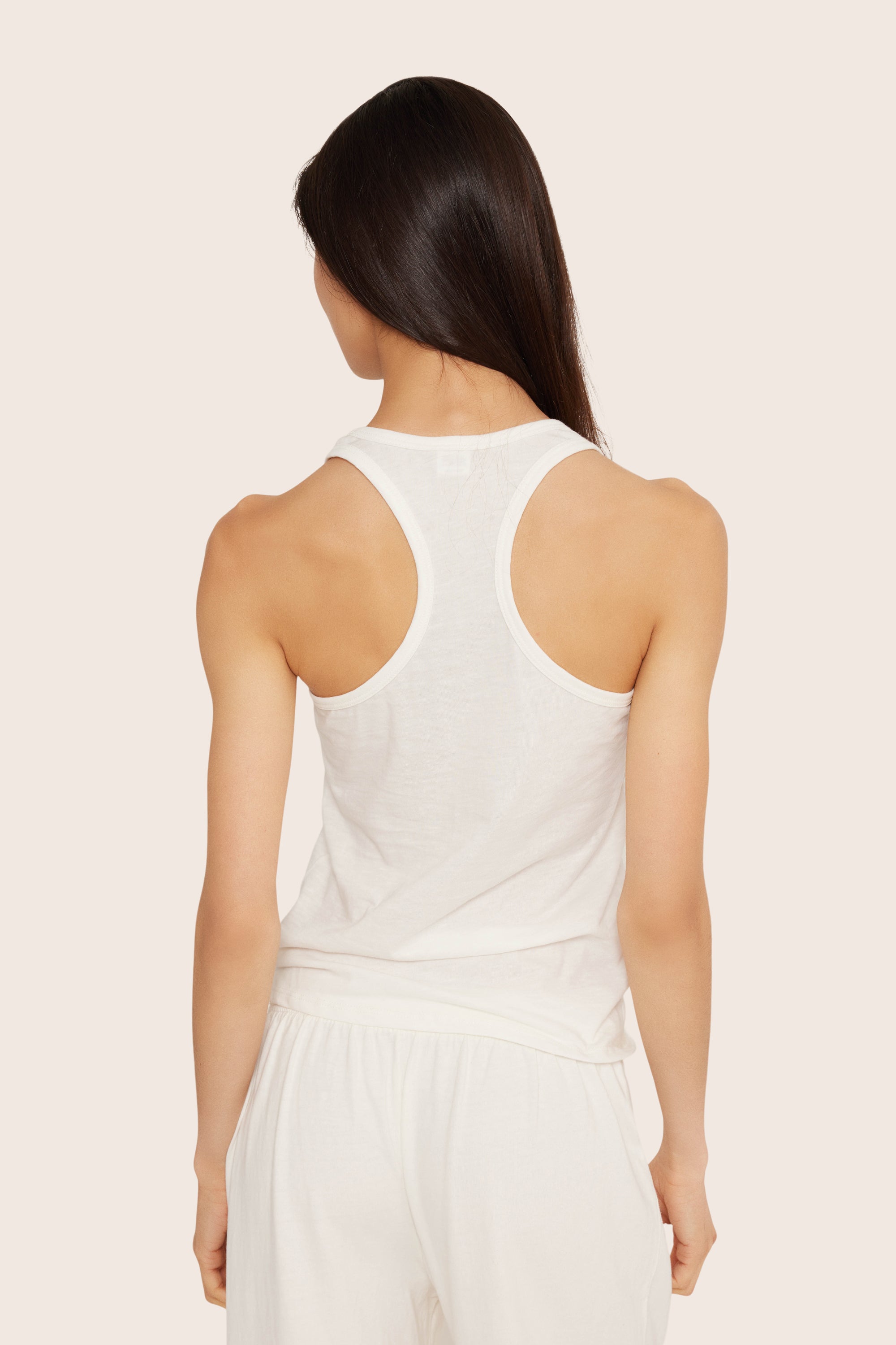 Alternative view of Classic Cotton Daily Racer Tank - Blanc